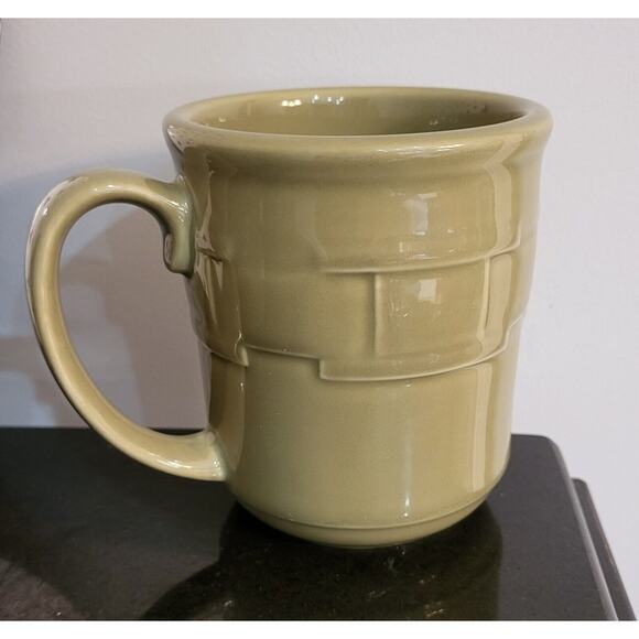 3 Longaberger Woven Traditions Pottery Heritage Sage Green Coffee Mugs - Picture 5 of 8